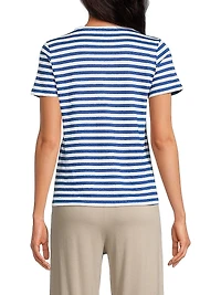 Stretch Linen Striped T-Shirt