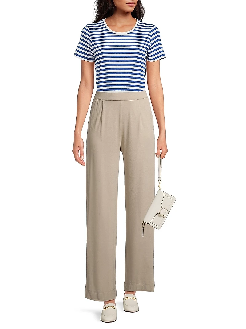 Stretch Linen Striped T-Shirt