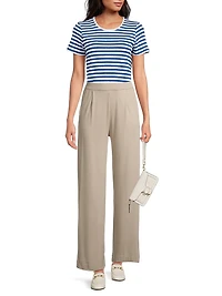 Stretch Linen Striped T-Shirt