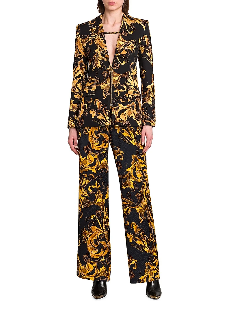 Stretch Baroque Straight-Leg Pants