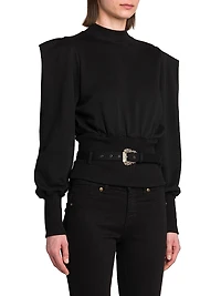 Cinched Cotton Sweatshirt