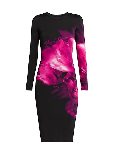 Floral Jersey Knee-Length Dress