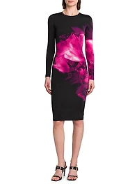 Floral Jersey Knee-Length Dress