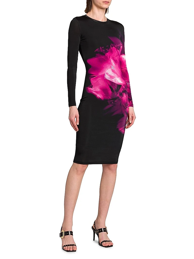 Floral Jersey Knee-Length Dress