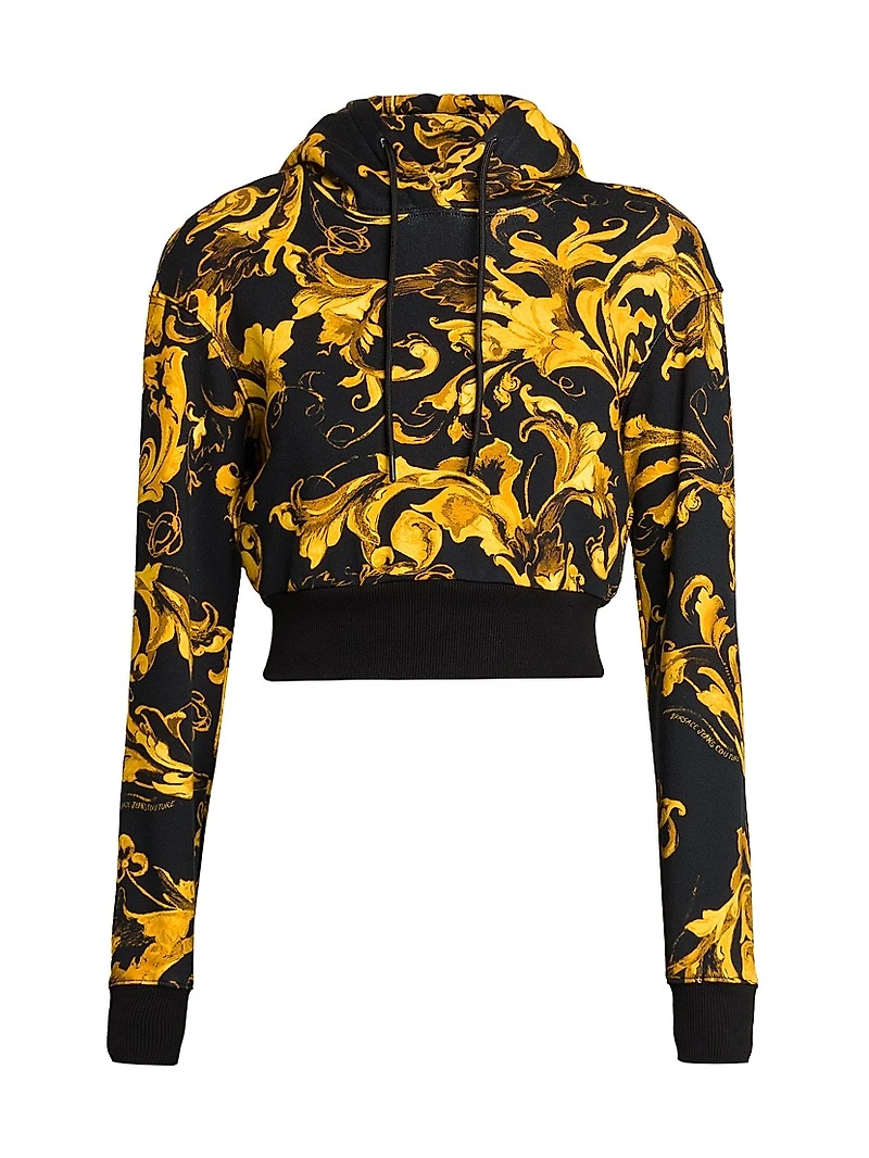 Barocco Print Crop Hoodie