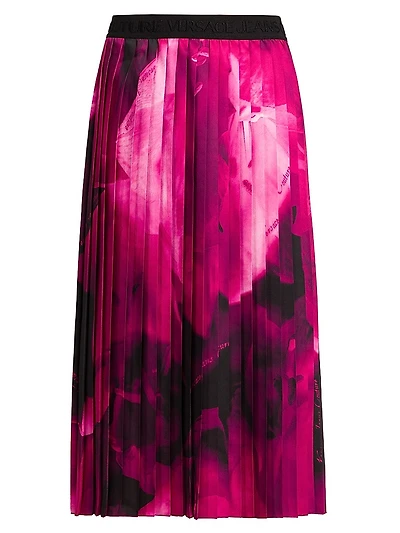 Printed Pleated Midi-Skirt