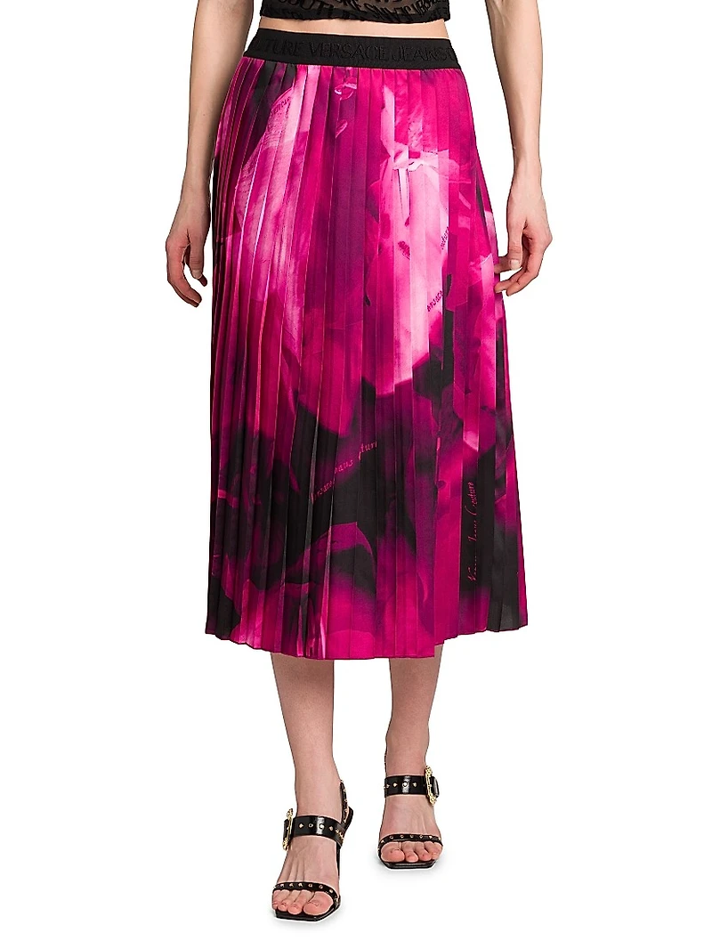 Printed Pleated Midi-Skirt
