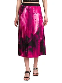 Printed Pleated Midi-Skirt