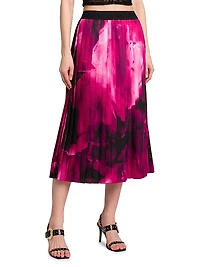 Printed Pleated Midi-Skirt
