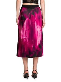 Printed Pleated Midi-Skirt