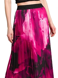 Printed Pleated Midi-Skirt