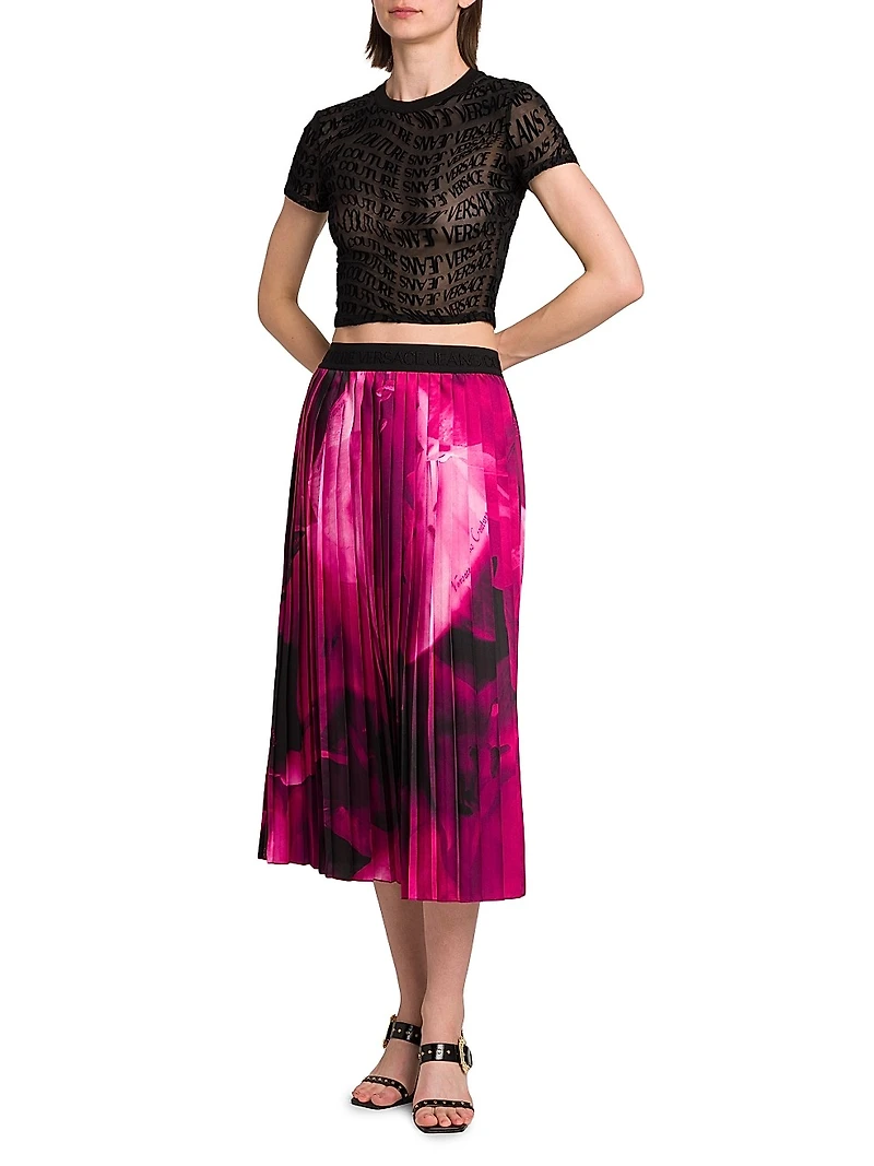 Printed Pleated Midi-Skirt