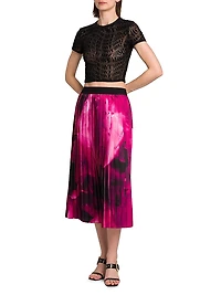 Printed Pleated Midi-Skirt