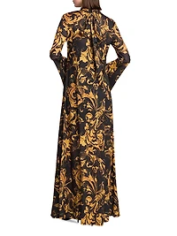 Baroque Long-Sleeve Maxi Dress