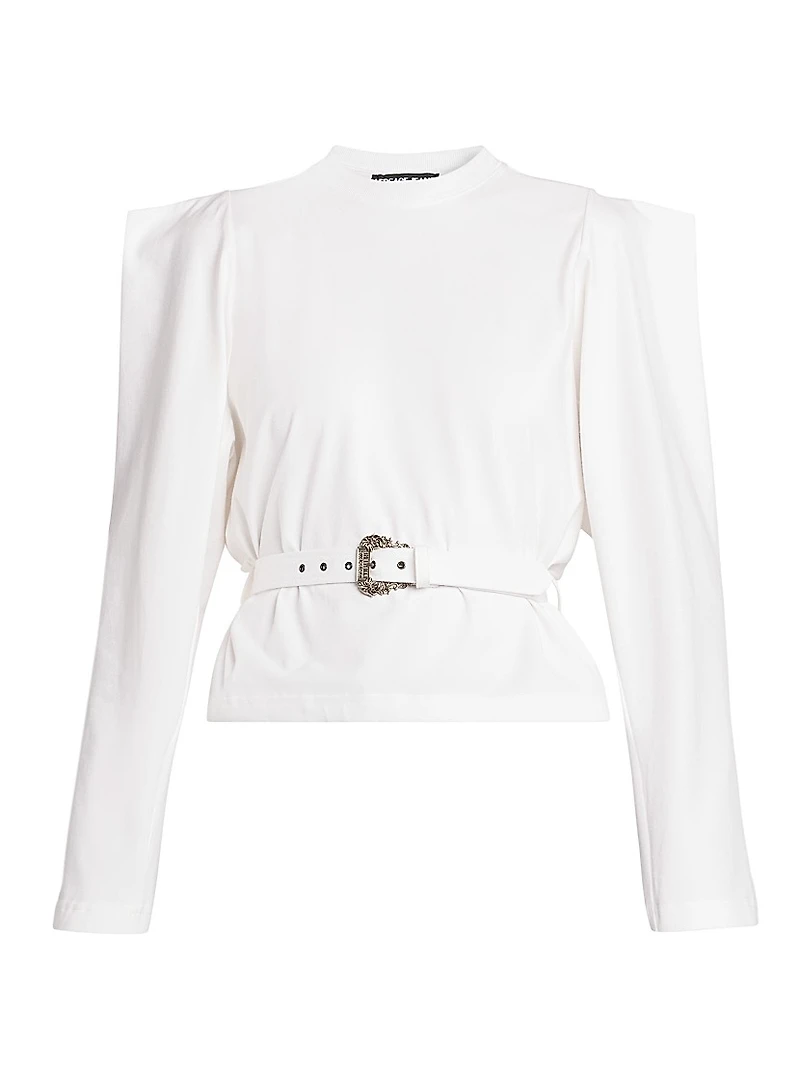 Belted Stretch Cotton T-Shirt