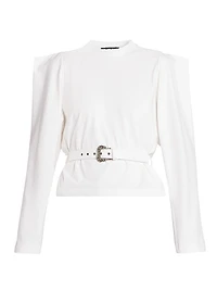 Belted Stretch Cotton T-Shirt