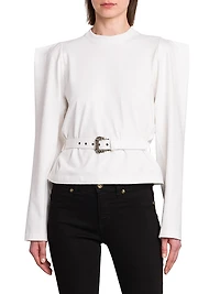 Belted Stretch Cotton T-Shirt
