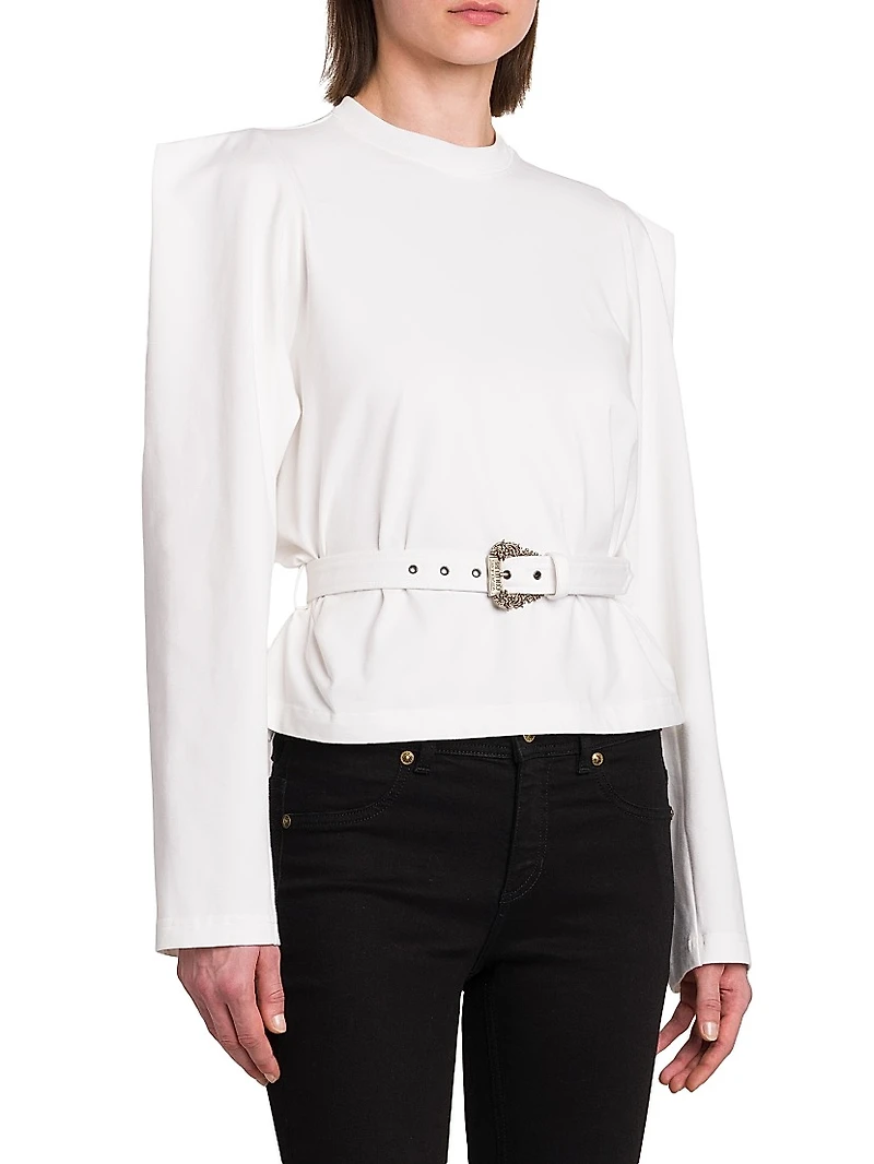 Belted Stretch Cotton T-Shirt