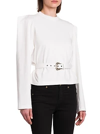 Belted Stretch Cotton T-Shirt