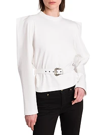 Belted Stretch Cotton T-Shirt