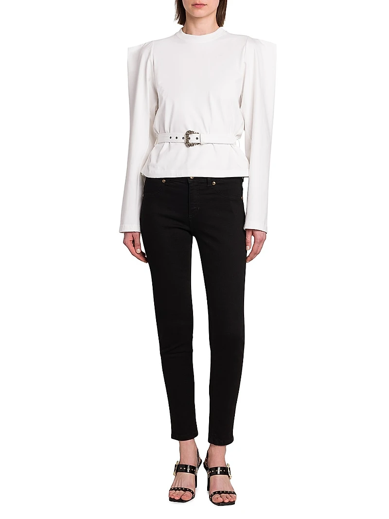 Belted Stretch Cotton T-Shirt