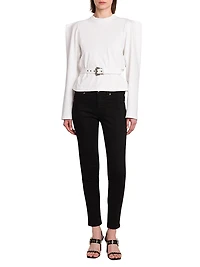 Belted Stretch Cotton T-Shirt