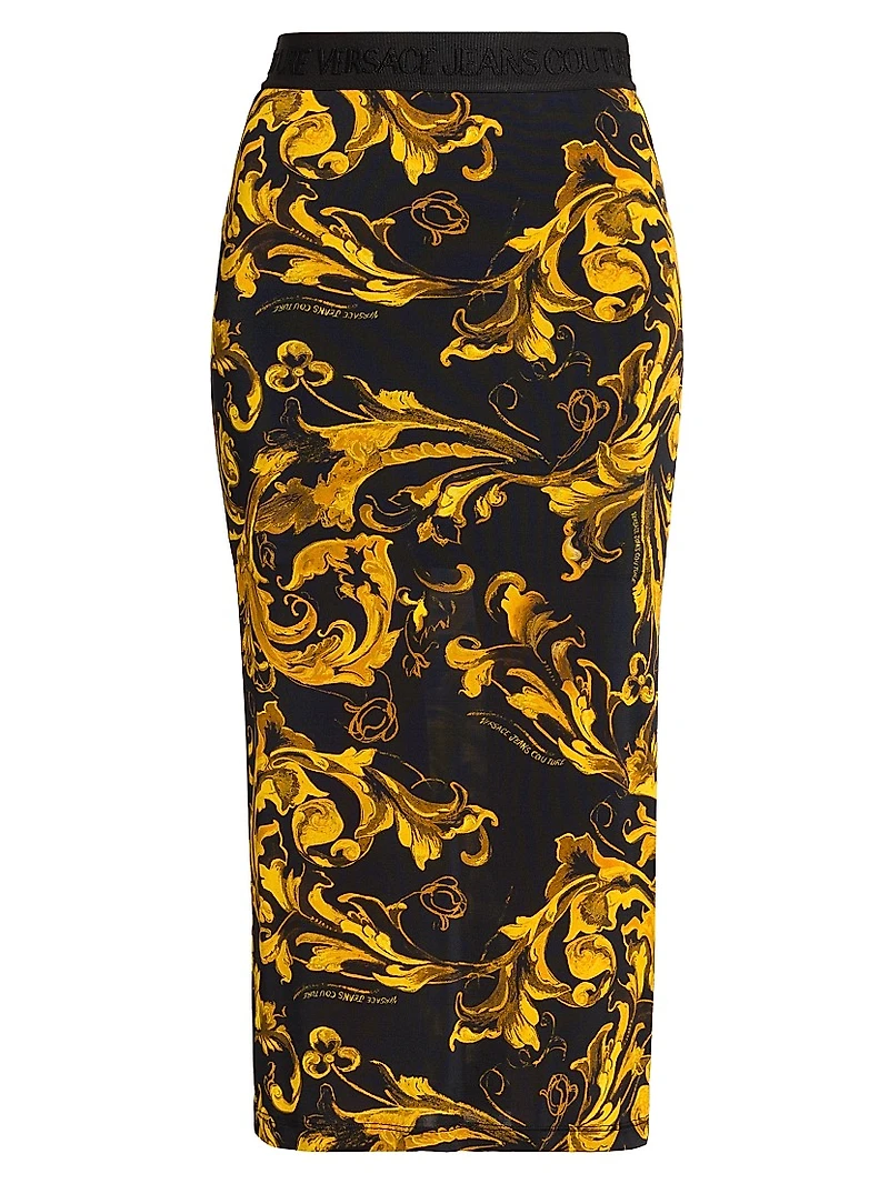 Printed Pencil Midi-Skirt