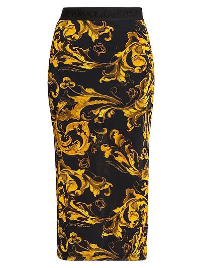 Printed Pencil Midi-Skirt