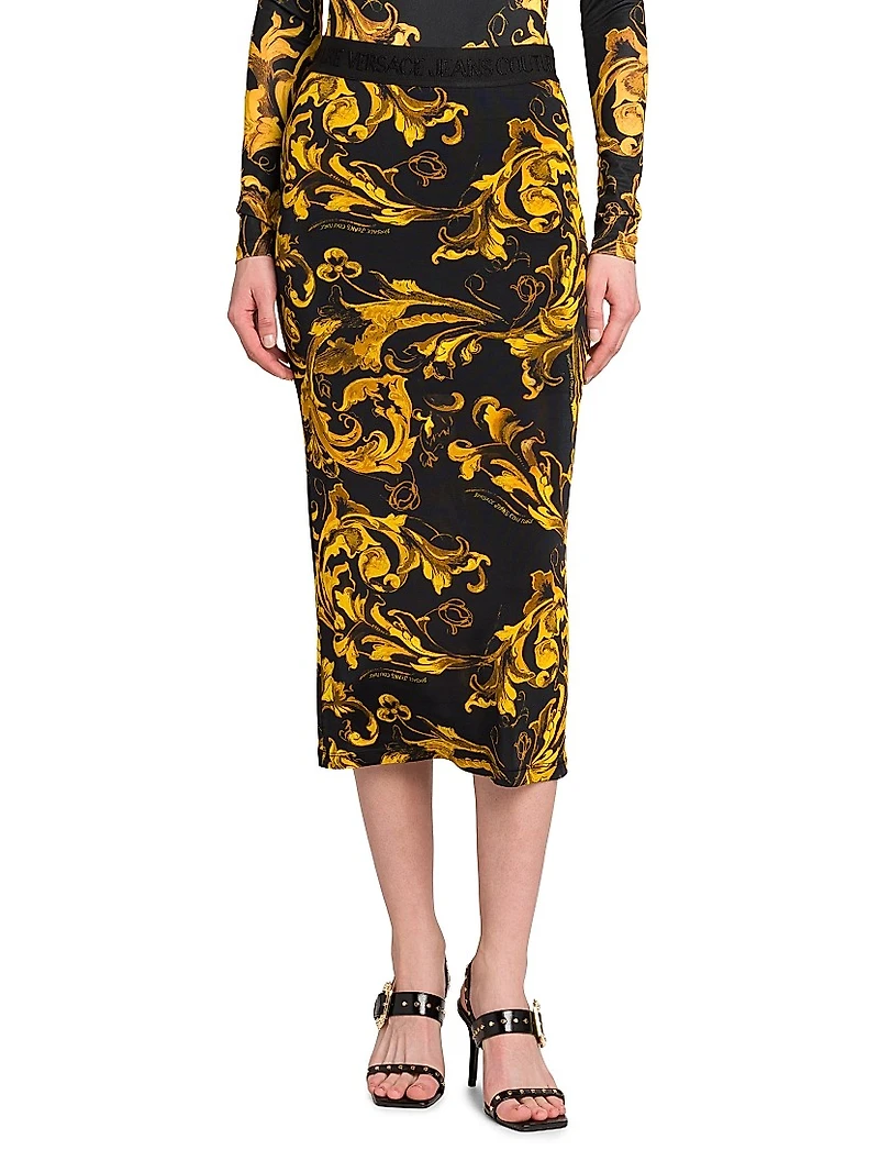 Printed Pencil Midi-Skirt