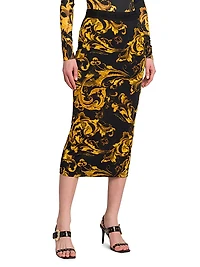 Printed Pencil Midi-Skirt