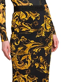 Printed Pencil Midi-Skirt