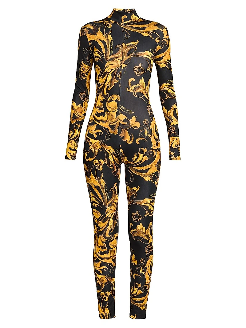 Barocco Stretch Long-Sleeve Jumpsuit