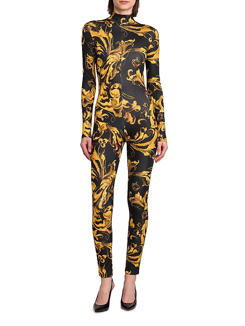 Barocco Stretch Long-Sleeve Jumpsuit