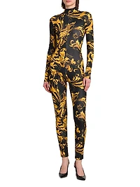 Barocco Stretch Long-Sleeve Jumpsuit
