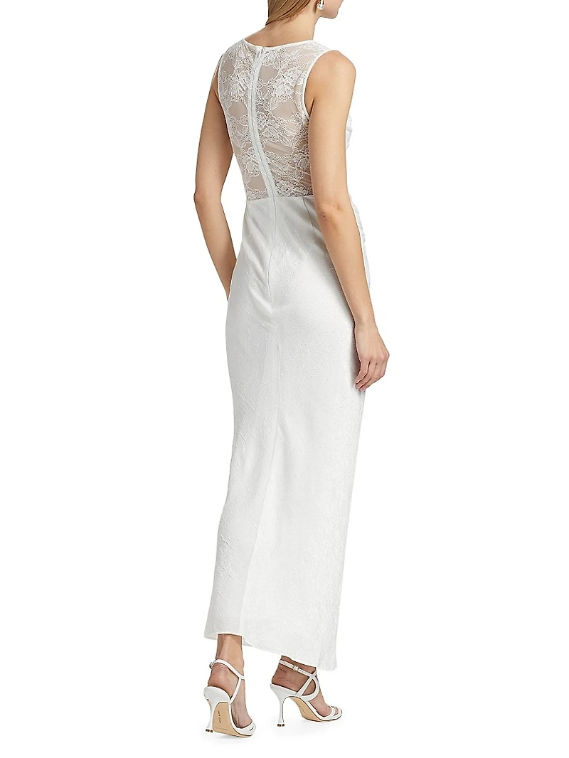 Nida Lace Draped Twist-Front Maxi Dress