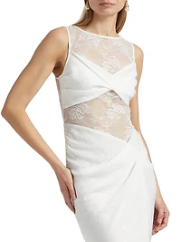 Nida Lace Draped Twist-Front Maxi Dress