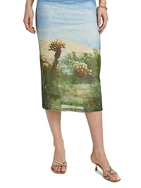Saria Printed Ruched Midi-Dress