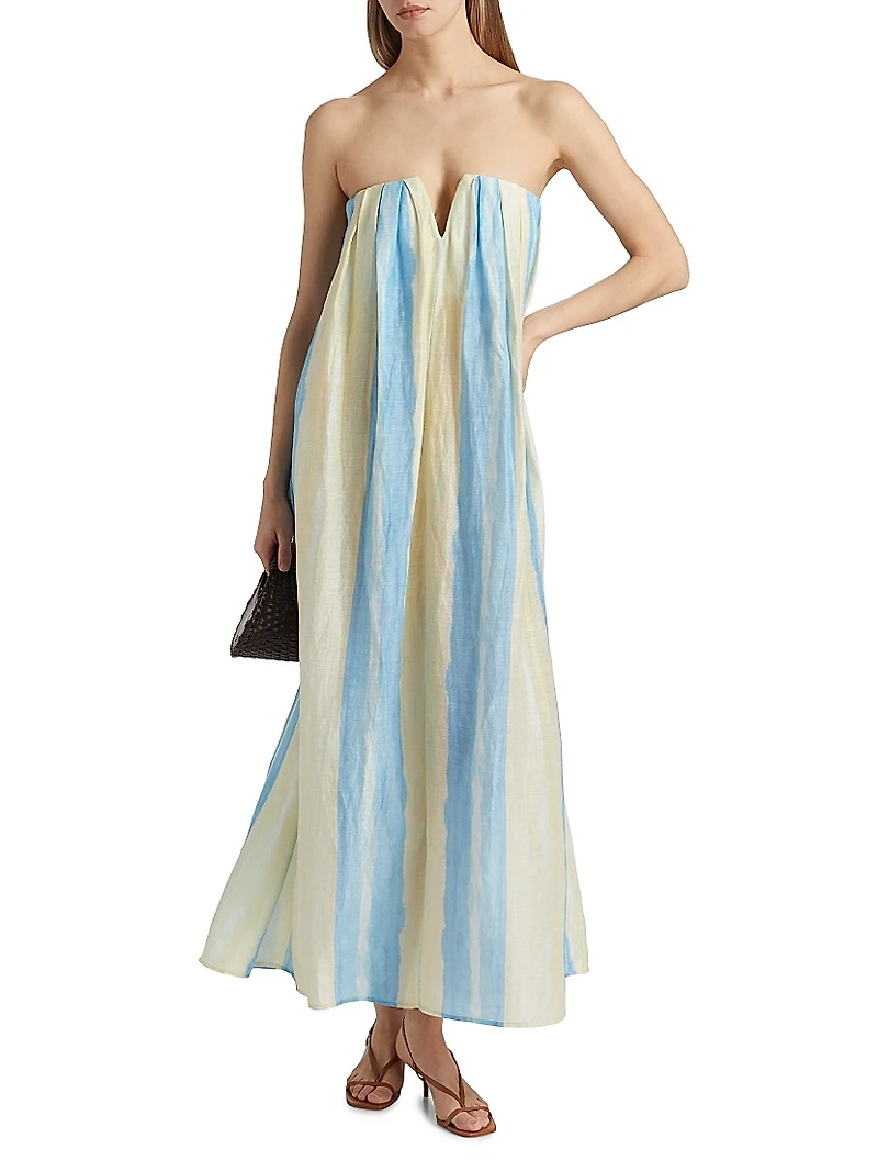 Juniper Striped Linen-Blend Maxi Dress