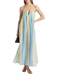Juniper Striped Linen-Blend Maxi Dress