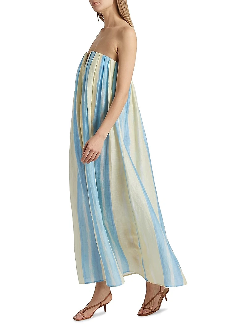 Juniper Striped Linen-Blend Maxi Dress