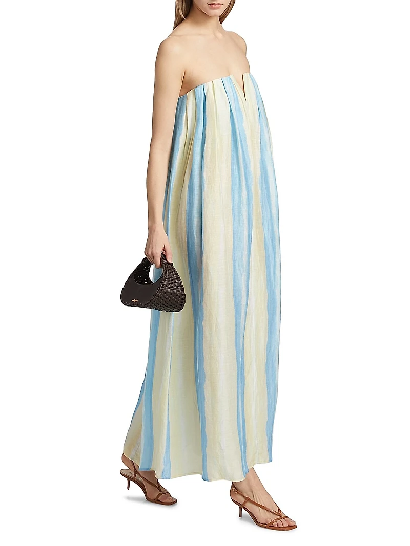 Juniper Striped Linen-Blend Maxi Dress