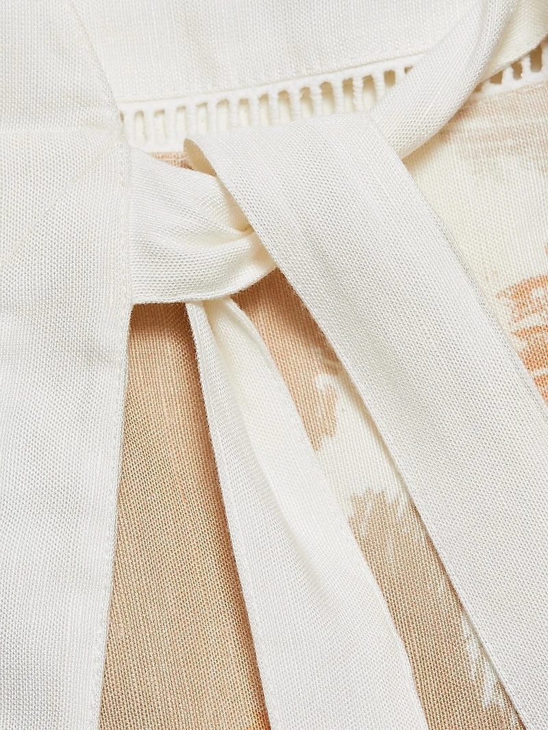 Izzy Floral Linen-Blend Halterneck Wrap Minidress