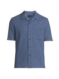Provence Plaid Stretch-Cotton Camp Shirt