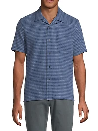 Provence Plaid Stretch-Cotton Camp Shirt