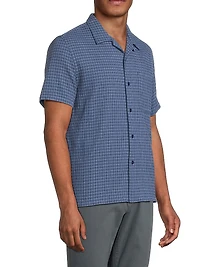 Provence Plaid Stretch-Cotton Camp Shirt