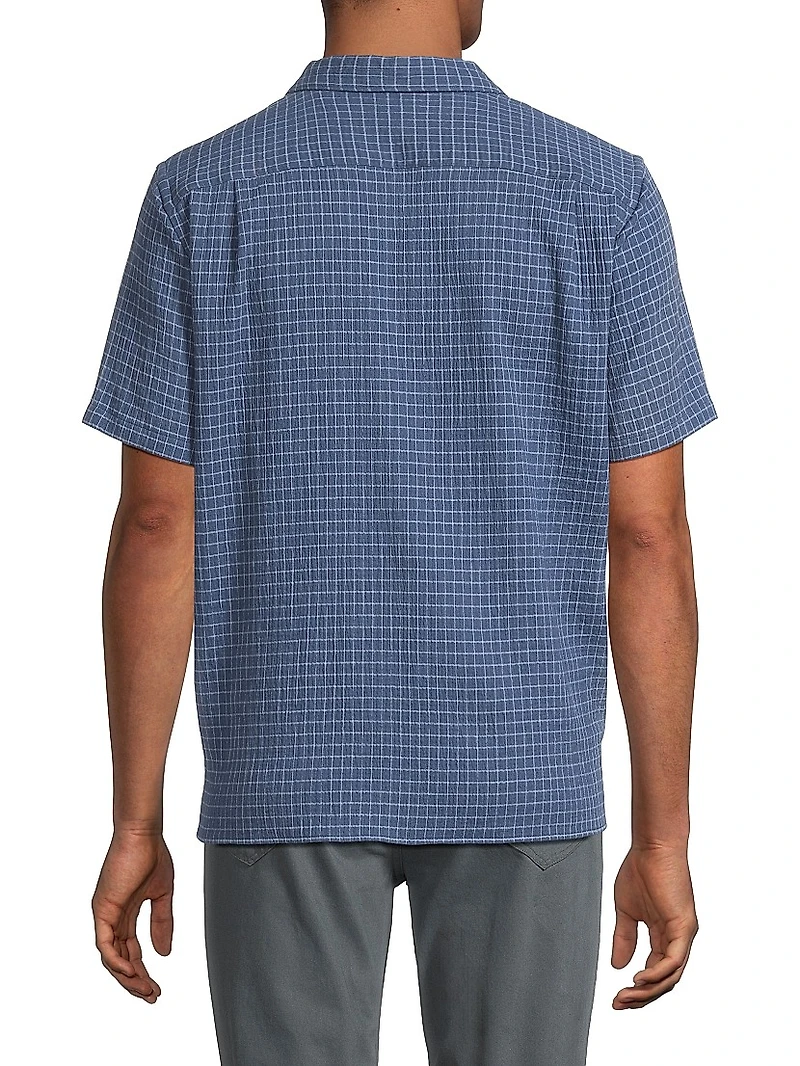 Provence Plaid Stretch-Cotton Camp Shirt