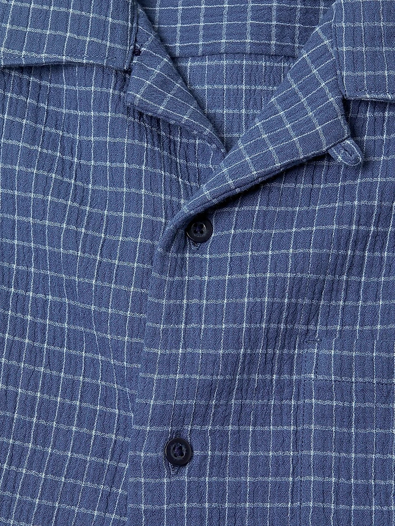 Provence Plaid Stretch-Cotton Camp Shirt