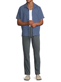 Provence Plaid Stretch-Cotton Camp Shirt