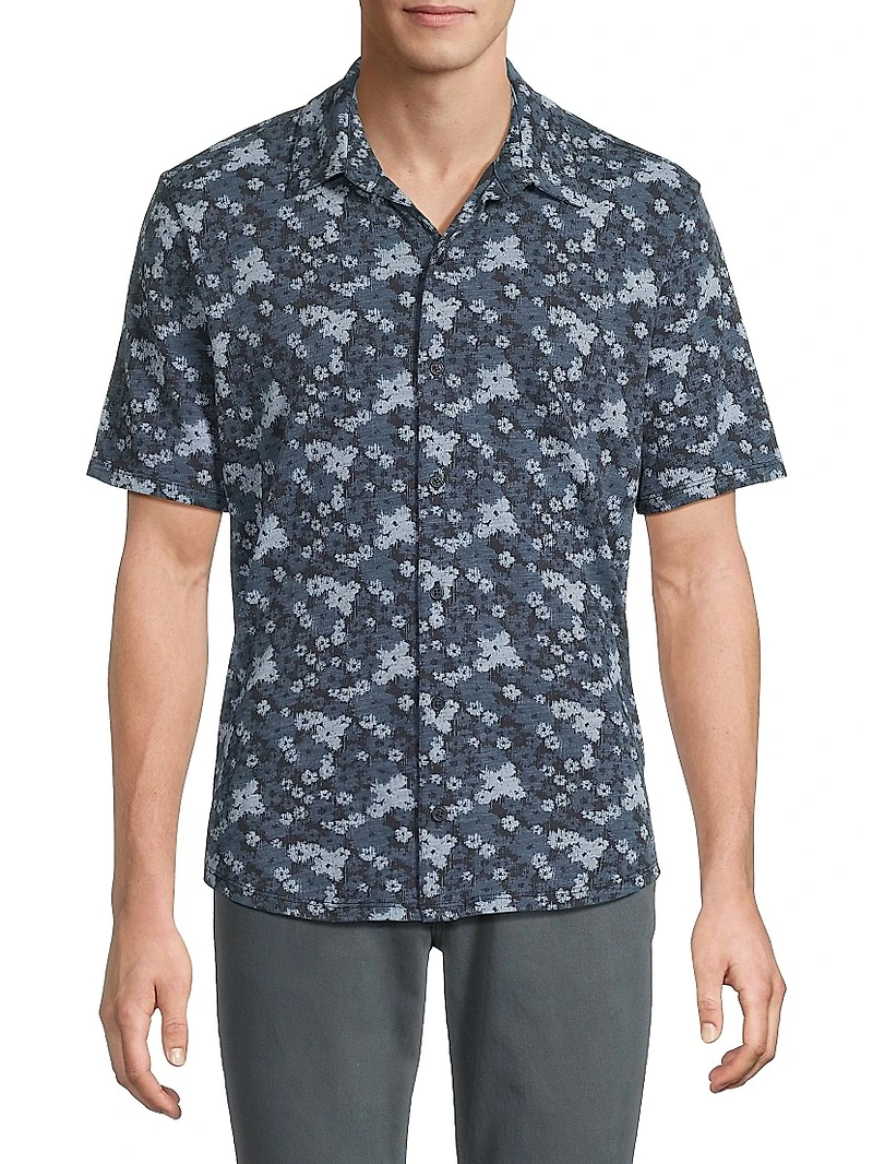Abstract Print Cotton Short-Sleeve Shirt