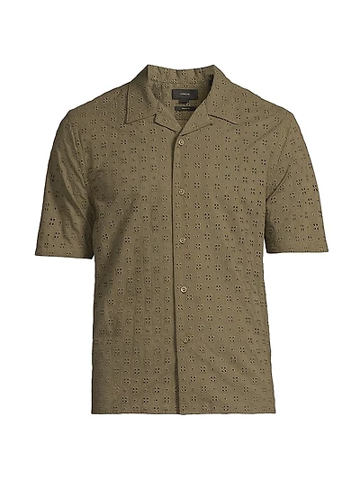 Eyelet Cotton Camp Short-Sleeve Shirt